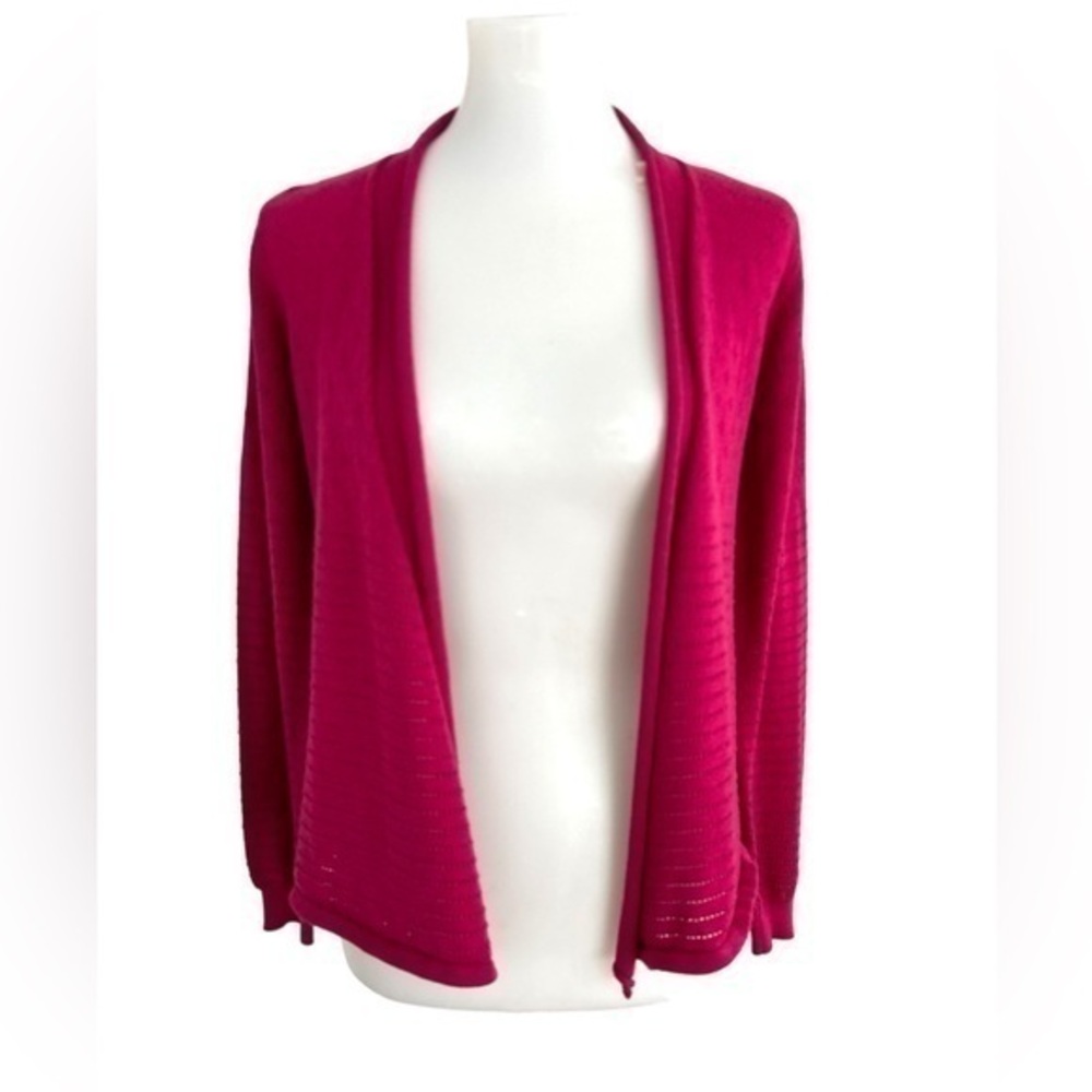 DKNY open front pink cardigan